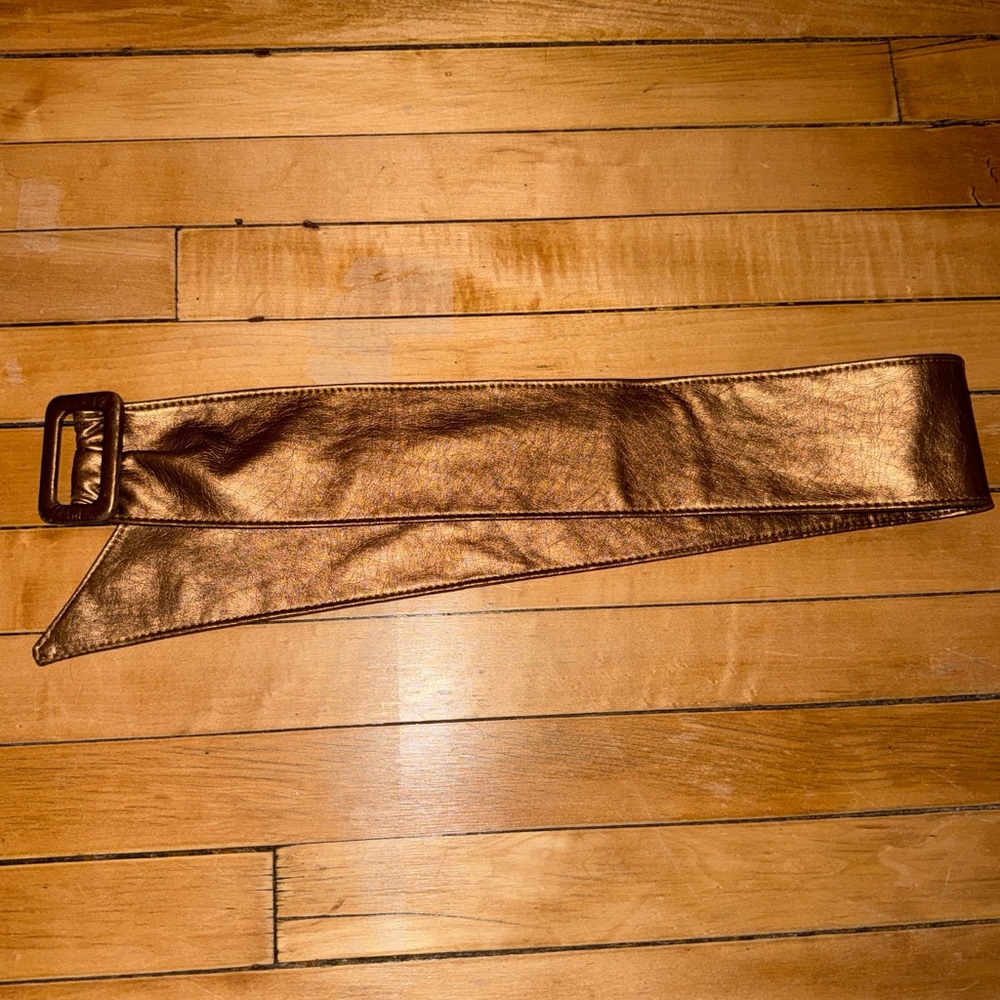 Metallic Bronze Wide Waist Belt with Buckle y2k goddess vibes
